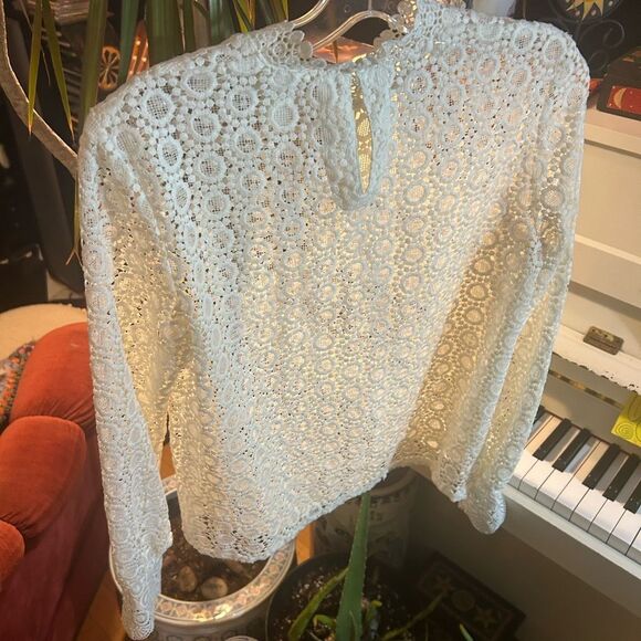 H&M Crochet White Lace Women's Blouse Size 6 - Picture 13 of 16
